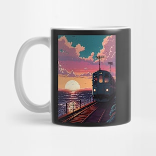 Retro Anime Style Old Japanese Train Mug